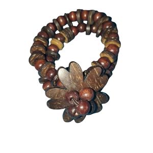 Wooden Bead Double Bracelet